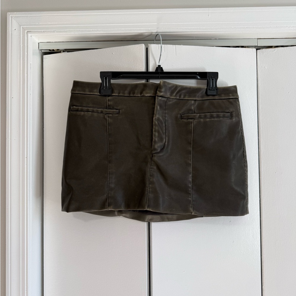 Zara Olive Green Faux Leather Jacket
